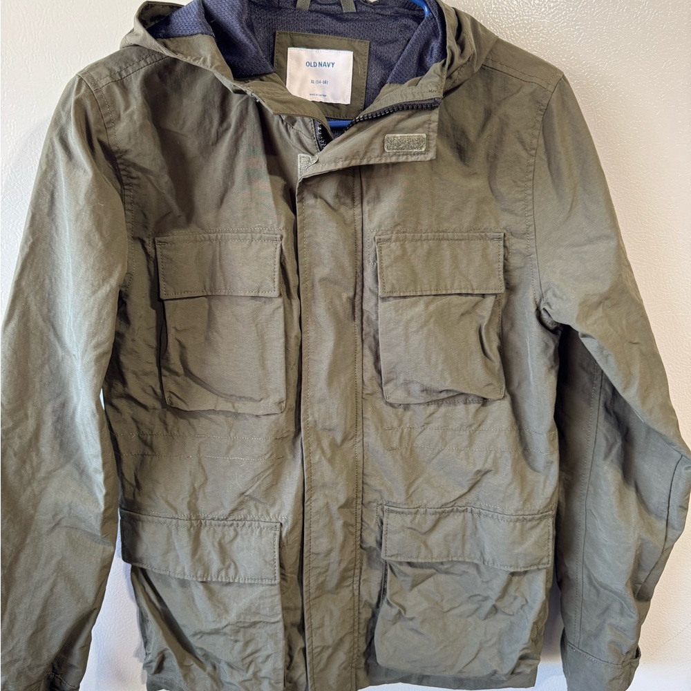 Old Navy Boys XL 14-16 Olive Green Rain Jacket